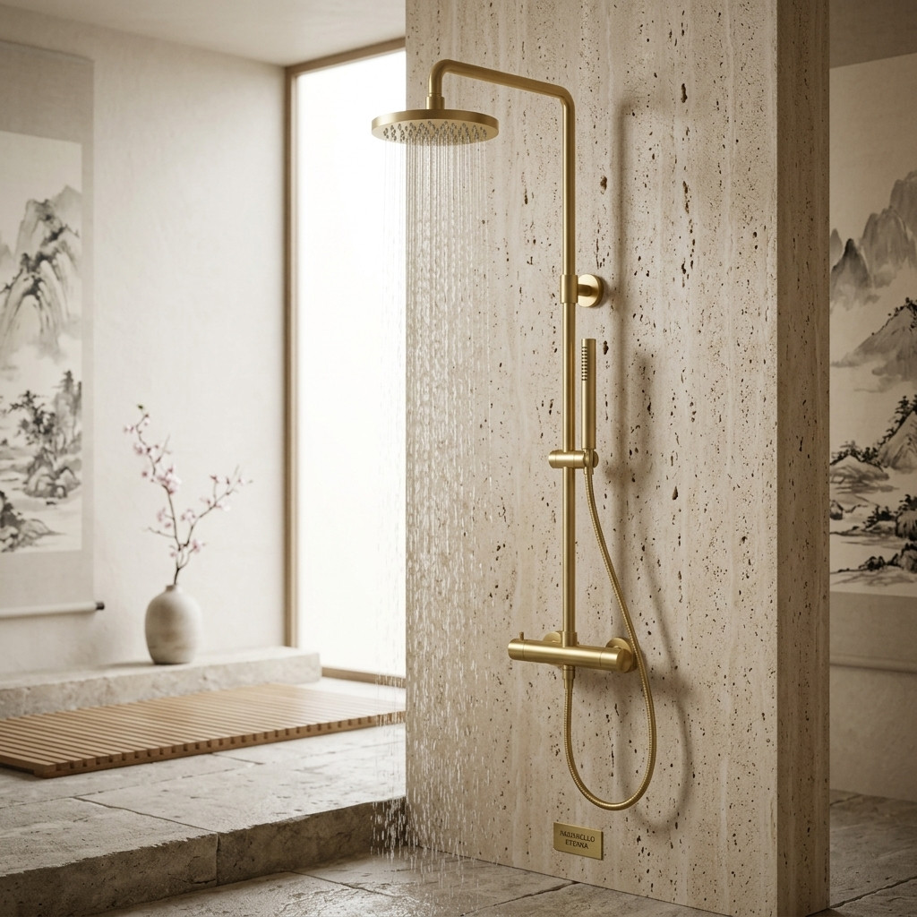 Aquanello Eterna Thermostatic Shower Column 20 cm Rain Shower Gold ET-S-SET10-4-60